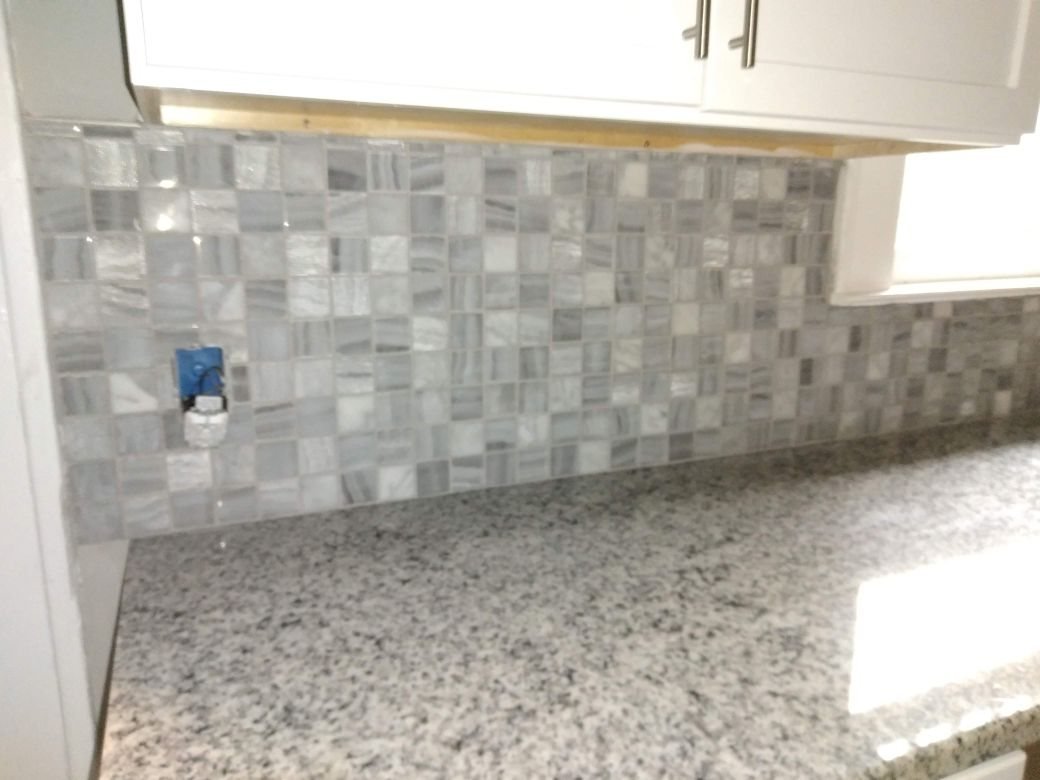 Marble mosaic backsplash