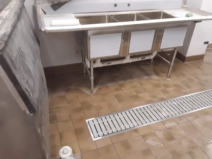 Commercial kitchen floor & trench drain