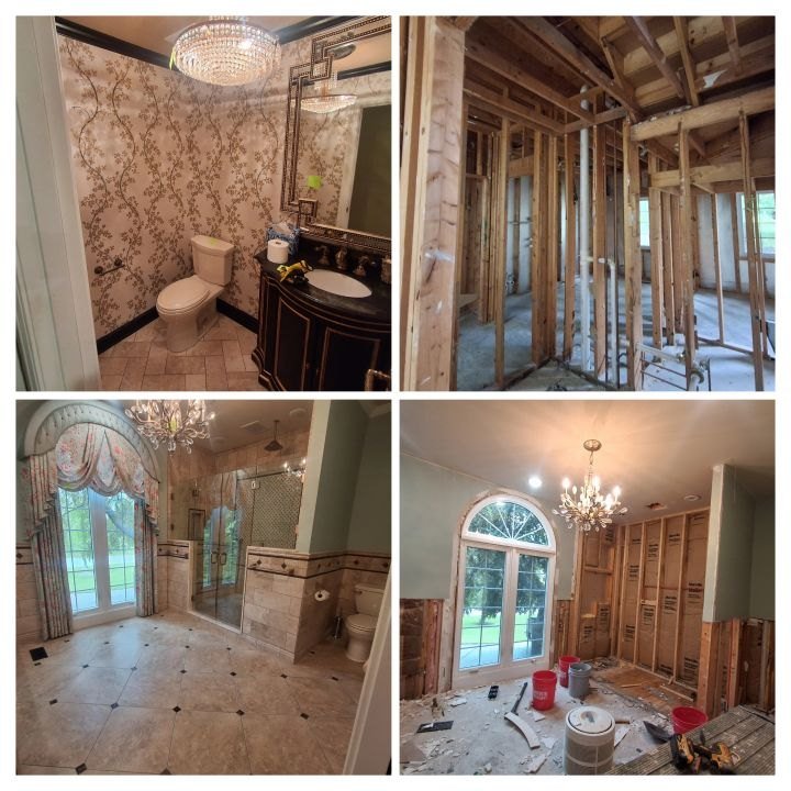 Before / after: primary bath demo to studs