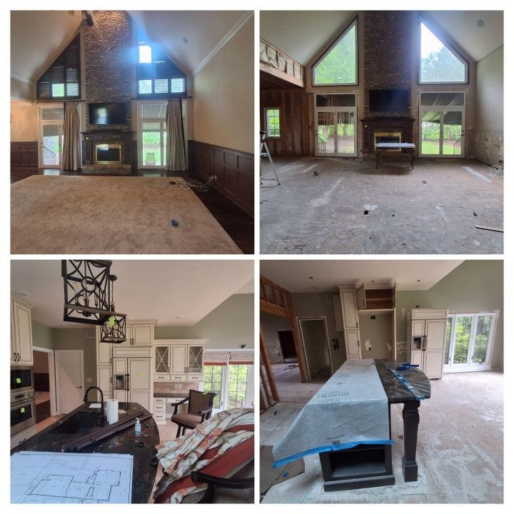 Before / after: vaulted living room & kitchen demo