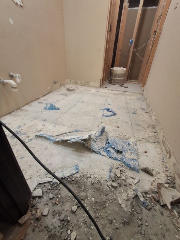 Bathroom floor tile removal