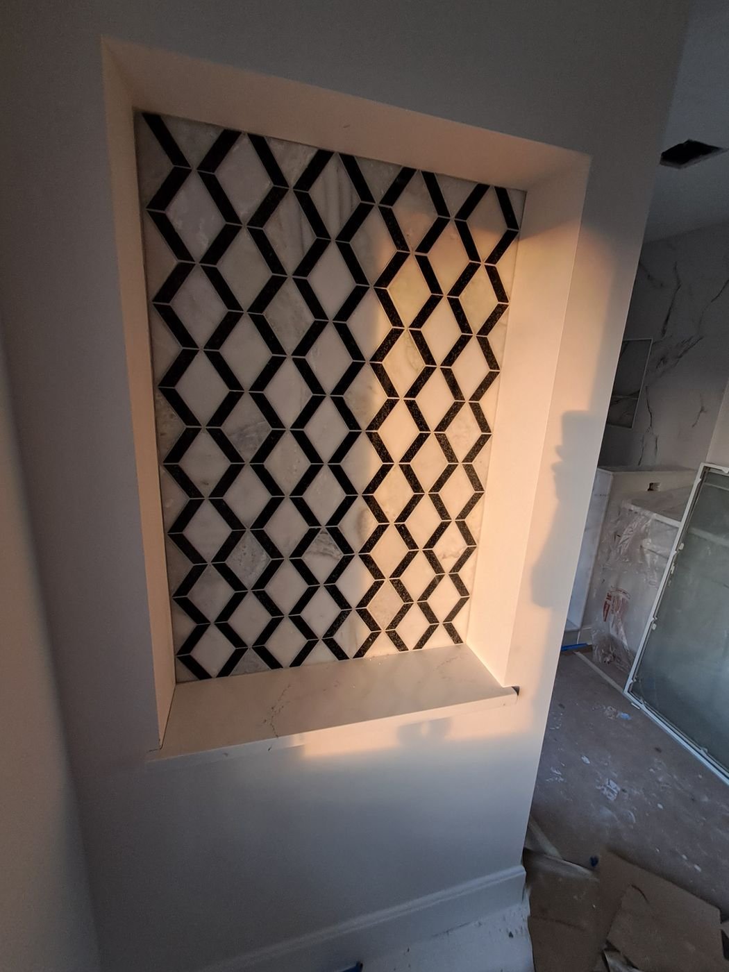 Black & white chevron accent wall